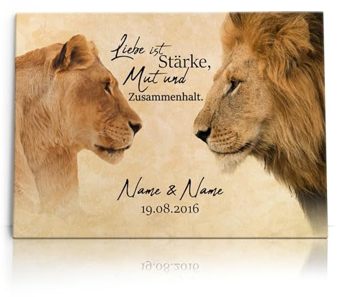 Liebesleinwand Individuelles Wandbild King & Queen | Jahrestag, Hochzeitstag Geschenke für Frauen | Leinwand mit Namen und Datum gestalten