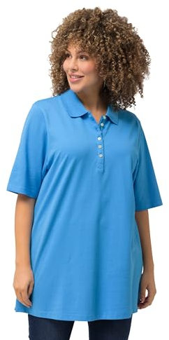 Ulla Popken Damen Basic Poloshirt T-Shirt, himmelblau, 46-48