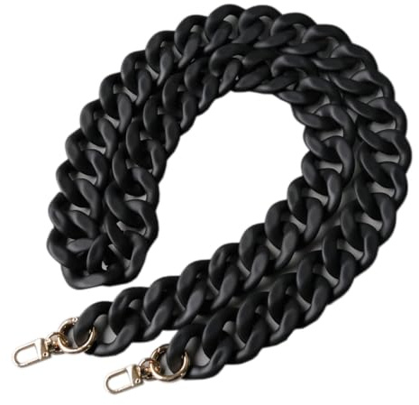 Wambere 1 Stück 120cm Acryl Taschenkette Beutelkette Schulterriemen Kette Trageriemen Bag Chain Tasche Kettenriemen mit Metallschnallen für DIY Taschenzubehör Geldbörsen Handtasche Ersatzkett,Schwarz