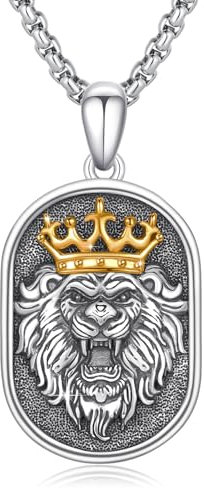 Löwen Kette für Männer 925 Sterling Silber Viking Medaillon Norwegischer Schmuck Gotische Löwen König Totem Halsketten Tier Männer Maskuline Rock Charm Anhänger