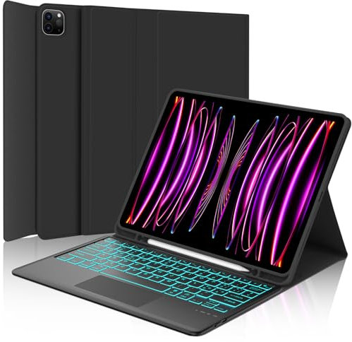 Occtingkind, Tastiera per iPad Pro 12.9 pollici, Custodia con Tastiera per iPad Pro 6/5/4/3 Generazione 2018-2022, Cover con Touchpad Retroilluminata Bluetooth Keyboard, Italiano Layout, USB C, Nero
