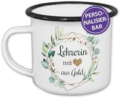 Feenstaub Emaille Tasse personalisiert, Erzieherin Geschenk, Lehrer Geschenk, Tasse mit Namen, Abschiedsgeschenk Kindergarten, Kaffeetasse personalisiert, Tasse für Lehrerinnen, Monogramm
