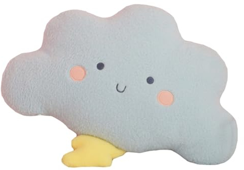 Ueiwffzo Wolken Zierkissen Kuschelkissen Kinder, Weiche Flauschige Wolke Dekokissen, Niedliche Wolken Kissen Plüschkissen für Babyzimmer Kinderzimmer Sofa (Blitzwolke)