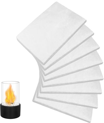 8 Piezas Lana de Ceramica Bioetanol, 30x20cm Esponja de Lana Cerámica Reemplazo Aislamiento de Fibra Cerámica para Fogatas de Mesa para Prolongar el Tiempo de Combustión