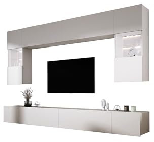 3E 3xE living.com Schrankwand, Farbe: Kaschmir, Frontmaterial: MDF-Platte, Möbelmaße: Breite: 300 cm
