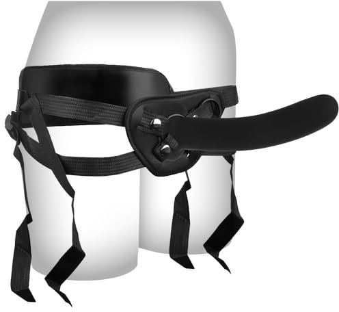 GKLWEJ Godes Ceintures, Ceinture Gode avec Sangle Réglable Harnais, Strap on Dildo, Strap-On avec 2 O Anneau, Godemichets pour Lesbien Couple, Sex Toýs Femme Noire