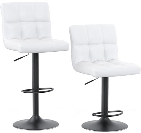 bigzzia Set aus 2 drehbaren Barhockern hocker mit Rückenlehne aus Kunstleder,höhenverstellbar – für Frühstückstheke,Küche und Zuhause