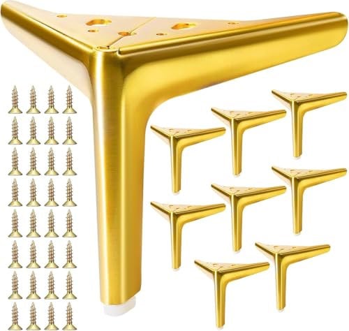 8 Pack 6 Inch Brushed Gold Furniture Legs, Metal Legs for Furniture, Lengthen Cabinet Feet, Heavy Duty Couch Legs, Modern Style Furniture Legs, DIY Replacement for TV Stand, Sofa, Chair, Cabinet