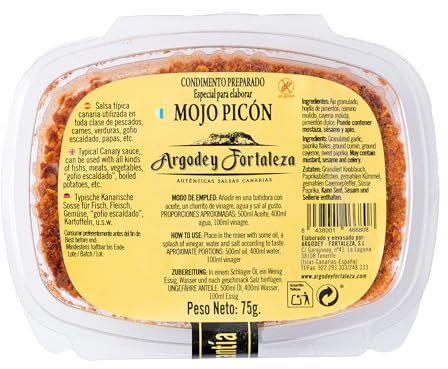 Preparado de Condimento de Mojo Picón 75g - Autentico Sabor Canario. Versátil y Fácil de Usar. Ideal para Carnes, Pescados, Papas Arrugadas. Sin Conservantes ni Aditivos Artificiales