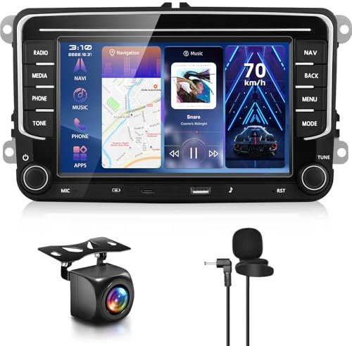 【4+64G】 Hodozzy Carplay Autoadio für VW Passat Golf Seat Altea Skoda Octavia mit USB/USB-C/Navi/WiFi, 7 Zoll VW Autoradio Bluetooth mit Android Auto/EQ/Mirror Link/FM/RDS/SWC+Rückfahrkamera