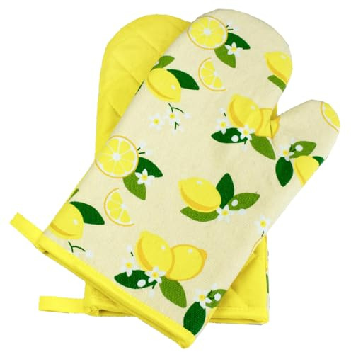 Guanti da forno Cucina, limone, giallo, 1 paio, categoria DPI II, resistenti al calore fino a 250°C, prodotto testato e certificato