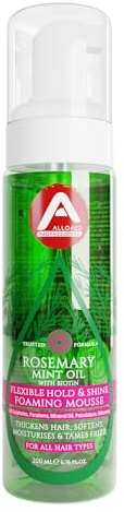 Allored Professional Rosemary Mint Hair Mousse - Hair Styling Foam Rosemary Oil for Healthy & Defined Curls – Sulfate-Free Hair Care Boost Shine & Curl Enhancing – Mousse for All Hair Types 200ml