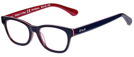 Edison & King Lesebrille „Endless“ - Moderne Kunststoffbrille aus Acetat - Gläser gespiegelt und gehärtet - Blaulichtfilter (blau-rot, +2,25 dpt)