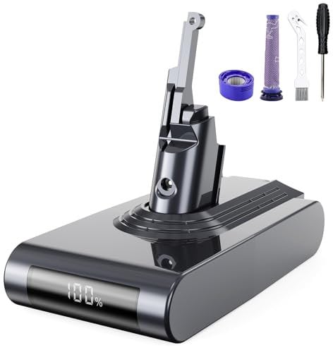 8000mAh Batteria per Dyson V8 Absolute SV10 con display, Batteria di Ricambio per Dyson V8 Animal Fluffy VAbsolute Aspirapolvere con 2PCS Pre Filtri