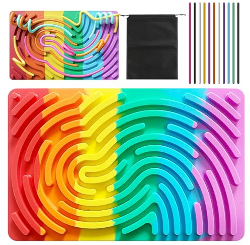 PEAPIN Silicone Sensory Activity Board Set, Sensory Fidget Toys | Travel Games for Kids with Portable Bag, Early Development & Activity Sensory Toys, Stress-Relieving and Concentrating