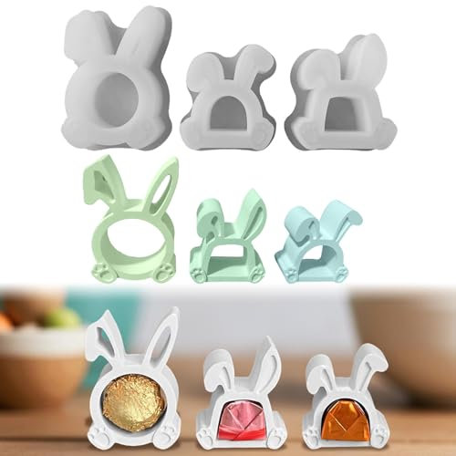 Silikonformen Gießformen Ostern, 3 Stück Osterhase Silikonform Geldgeschenk Silikonform Ostern Gießformen Silikon Gießform Ostern Giessformen Silikon Pralinenschachtel Gipsformen zum Gießen (N)