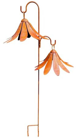 Bornhöft Gartenstecker mit 2 Glockenblumen, 118 cm Höhe, Edelrost-Metall, Vintage Gartendekoration rostige Gartendekoration