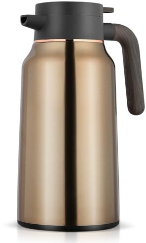 70oz Stainless Steel Thermal Coffee Carafe - Double Wall Vacuum Insulated Hot & Cold Beverage Dispenser, 2L Large Capacity for Coffee, Tea, Water - Ideal for Office, Party, Camping (Champagne Gold)
