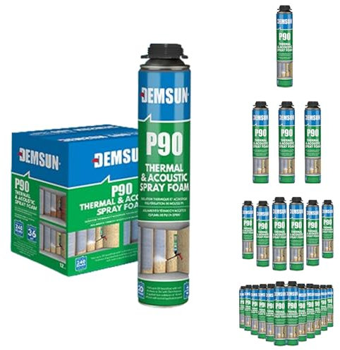 Demsun P90 Expanding PU Foam 6-Pack – High Expansion Insulation Foam, Gap Filler, Crack Sealant, Soundproof & Thermal Spray, Moisture Resistant, Paintable for Walls, Roofs, Floors & DIY