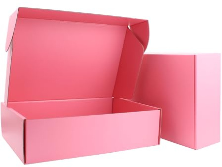 30 x 20 x 8 cm Boîte d’expédition rose à couvercle – carton recyclé – intérieur/extérieur rose – coffrets, beauté & rangement – lot de 20