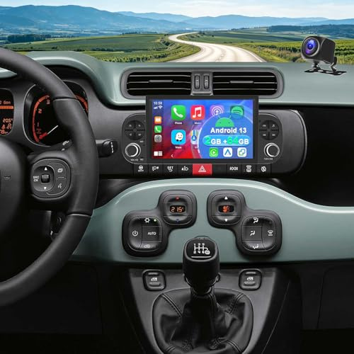 2+64G Autoradio Stereo per Fiat Panda 2013-2020 con Carplay Android Auto | Android 13 7 pollici Touch Screen Radio Lettore Multimediale con navigazione GPS FM SWC Mirror Link Schermo diviso Bluetooth
