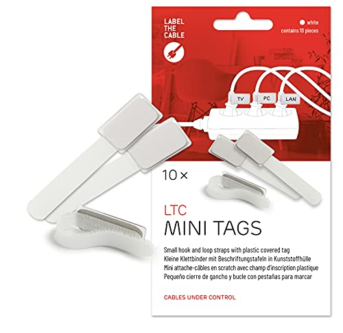 LABEL THE CABLE Etichette per Cavi a Strappo - Per una Perfetta Gestione dei tuoi Cavi - Organizer Cavi LTC MINI TAGS - Fascette Cavi con Etichette - Confezione da 10 - Bianco - LTC 2520