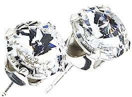 pewterhooter Women 925 Sterling Silver Crystal Stud Earrings (Diamond White)