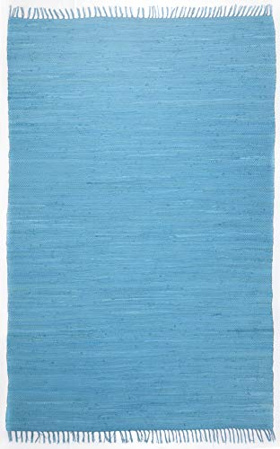 Theko Happy Cotton Teppich, 100% Baumwolle, Türkis, 120 cm x 180 cm