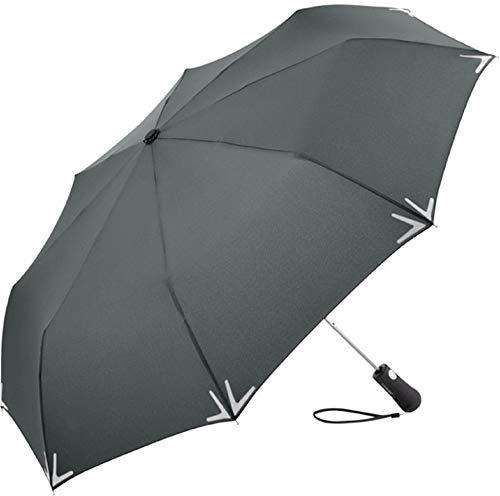 Safebrella® LED Automatik-Mini-Taschenschirm - Regenschirm (Grau)