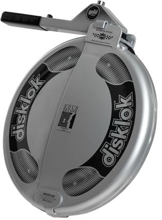 Disklok Gold Security Edition Car Steering Wheel Full Cover Anti- Angle Grinder Anti-Theft Lock Police Approved (Silver, Medium 39cm - 44cm)