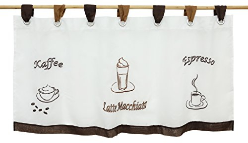 Thinkbay Bestickte kleine Kaffee Vorhang Terri Garn 6 Grosse Gardine H45cm x B120cm