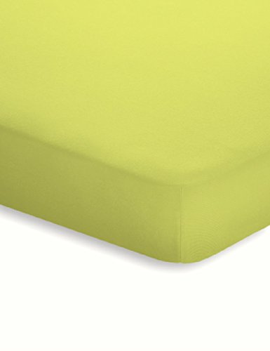 schlafgut Jersey-Elasthan Topper Spannbetttuch, Baumwoll-Mischgewebe, Kiwi, 220 x 100 cm
