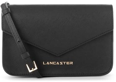 LANCASTER | Saffiano Signature - Petit Sac Trotteur Refente de Cuir de Vachette Grainé Noir
