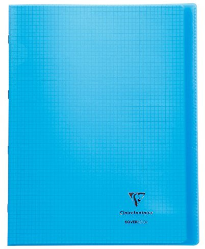CLAIREFONTAINE Lot de 5 Cahiers protège-cahier Koverbook Piqué Polypro 24x32 cm 48 p Q 5x5 Coloris Aléatoire