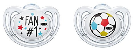 NUK Freestyle Silikon-Schnuller Fußball-Edition 10177117, Fan und Ball, kiefergerechte Form, 2 Stück
