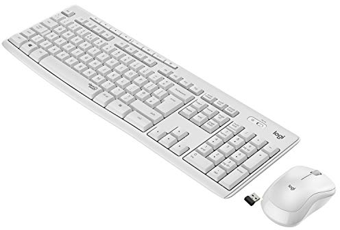 Logitech MK295 Kit Souris Clavier sans Fil avec Technologie SilentTouch, Touches de Raccourci, Guidage Optique, récepteur Nano USB, Connexion sans Fil sans délai, Skand. QWERTY Disposition Blanche