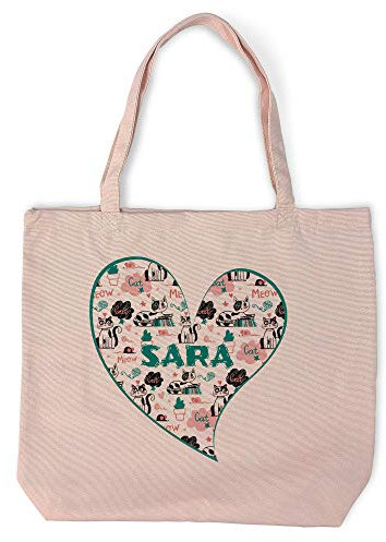 LolaPix Bolso Personalizado con Nombre/Texto. Regalos Personalizados. Tejido Tipo Canvas. Varios Diseños a Elegir. 40X40cm. Bolsa Cindy. Love Cats