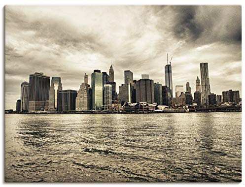 ARTLAND Wanddeko Leinwand Bilder Wandbild 120x90 cm Städte USA Amerika New York City Manhattan Skyline T9MX
