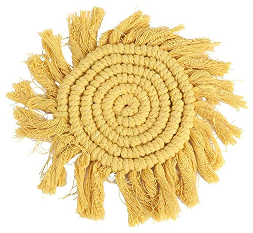 Sottobicchiere per la casa Sottopiatto a forma rotonda Sottobicchiere a forma di cuore Sottobicchiere per uso domestico per la caffetteria (giallo/grigio/rosa/beige)(Giallo)