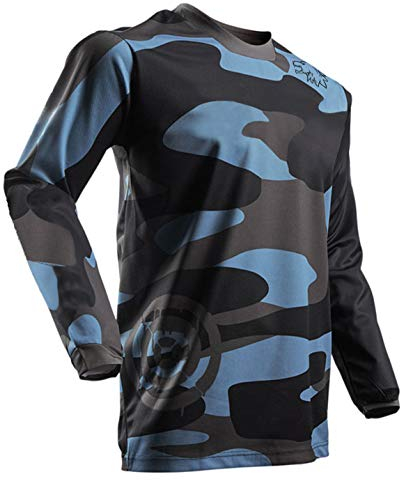 Herren Mountainbike MTB Top Langarm Atmungsaktiv Bequem Weich Feuchtigkeitstransport Radtrikot,Camouflage,M