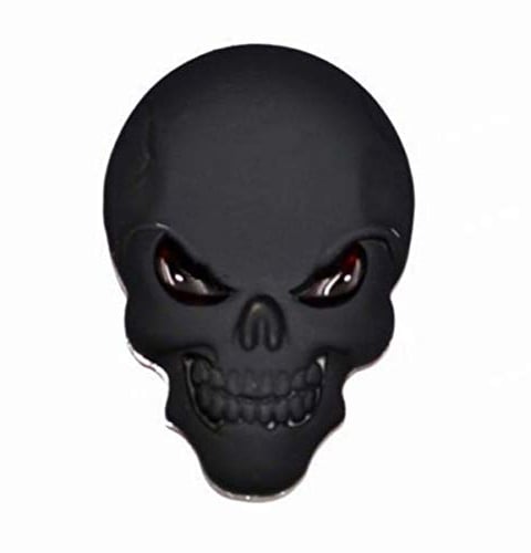BESPORTBLE Schädel Emblem 3D Schwarz Totenkopf Motorrad Auto Metall Aufkleber Dämonenschädel Logo Fahrzeug Dekoration