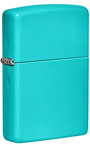 Zippo, Encendedor Plano Turquesa, diseño Atemporal, Encendedor auténtico Resistente al Viento, Hecho de Metal Duradero, Recargable, Ideal para Todas Las Ocasiones, Plano Turquesa