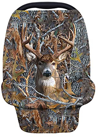 HUIACONG Dehnbare Baby-Autositzbezüge für Jungen, Camouflage, Hirsch, Säugling, Krankenpflege, Baldachin, Mädchen, Neugeborene, Sommer, Still-Schal, weich, atmungsaktiv, Kinderwagen-Abdeckung