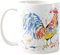 Vixar Hahn Aquarell Regenbogen Henne Kunst Bauernhof Tier Farbige Tasse Tasse Geschenk Geburtstag Arbeit Büro Weihnachten Tee Kaffee (weiß)