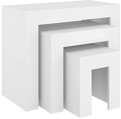 vidaXL 3x Nesting Coffee Tables Home Living Room Furniture Accessories Household Couch End Accent Side Sofa Storage Table Set Chipboard White