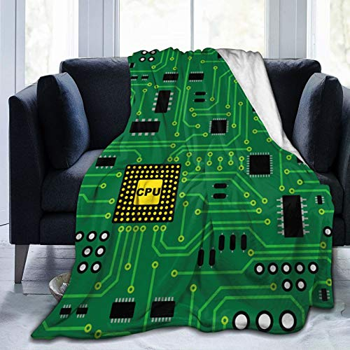 Computer Nerd Platine CPU Weiche Decke Ganzjahresdecke Warme Decken Leichte getuftete Fuzzy Flanell Fleece wirft Decke für Bett Sofa Couch Büro 50 x 40