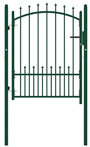 vidaXL Zauntor mit Spitzen Gartentor Hoftor Gartentür Gartenpforte Zauntür Hoftür Gartenzaun Tor Tür Pforte Metalltor Stahl 100x125cm Grün
