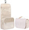 Travel Hanging Toiletry Wash Bag, Veyarien Folding Waterproof Makeup Cosmetic Bags Organizer for Women Ladies Girls (Beige)