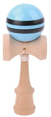 Kendama en bois de Hêtre boule 6 cm bleue bande noire