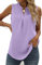 Famulily Basic Pleated V Neck Tank Tops for Women Ladies Loose Casual Sleeveless Shirts Blouses Vest Purple XL